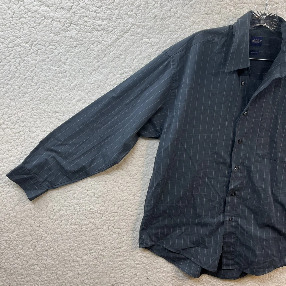 Camisa de vestir grande con botones de manga larga geométrica azul Arrow para hombre M15-15,5 Foto 2 de 4