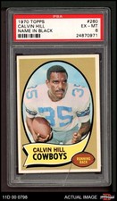 1970 Topps #260 Calvin Hill  Black Name Cowboys RARE VARIATION Yal PSA 6 - EX/MT