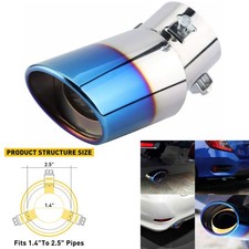 Auto Blue Rear Round Pipe Tail Exhaust Tip Muffler Stainless Steel Accessories