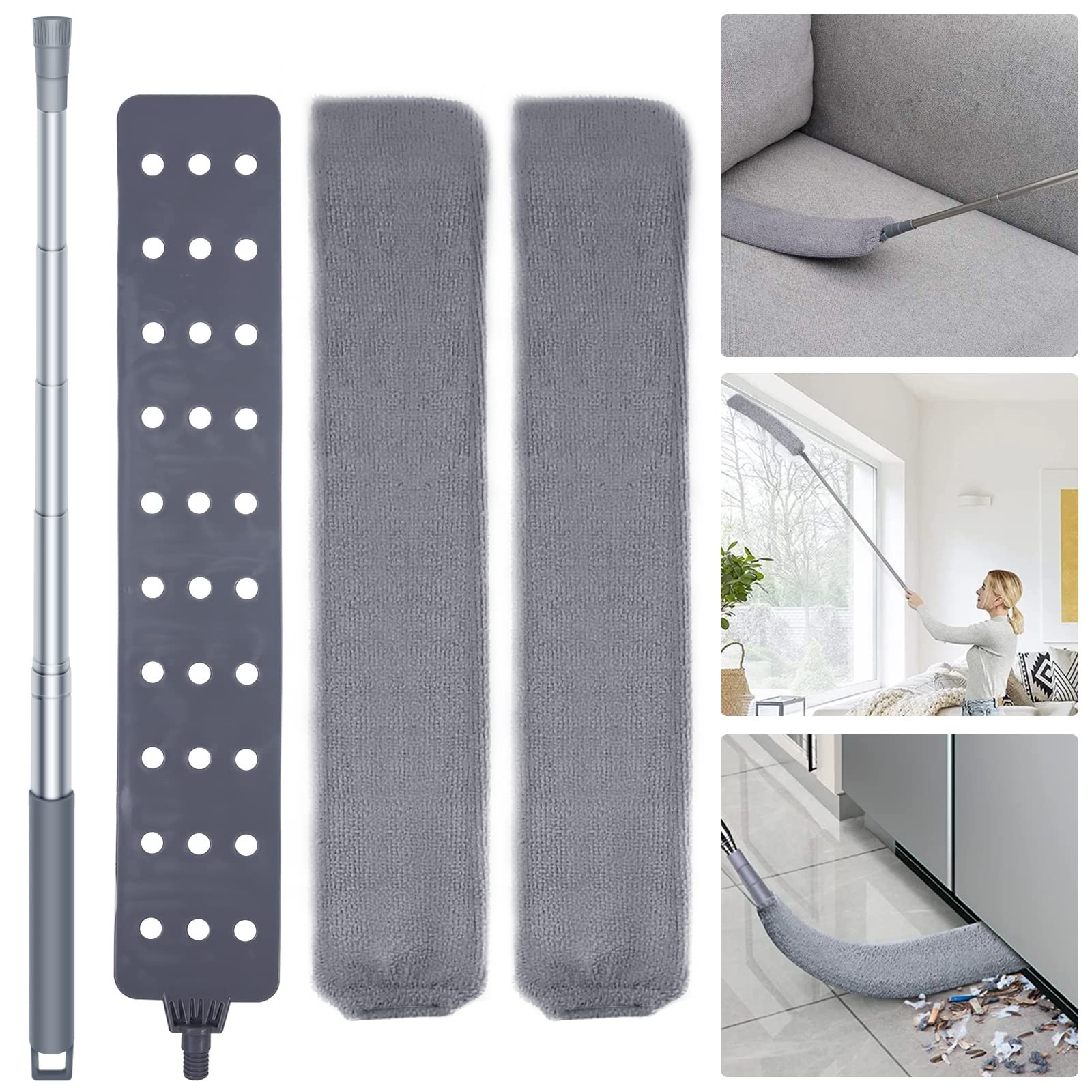 Under Furniture Duster, 60in Retractable Handle, Washable Br