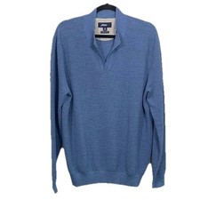 JOHNNIE-O MEN'S ESTEBAN JOHNNY COLLAR Blue SWEATER size M