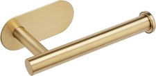 YUET Toilet Roll Holder Wall Mounted, Brushed Brass Self Adhesive Toilet Roll H