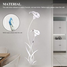 3D Mirror Flower Art Removable Wall Sticker Acrylic Room Fashion Home Decoration