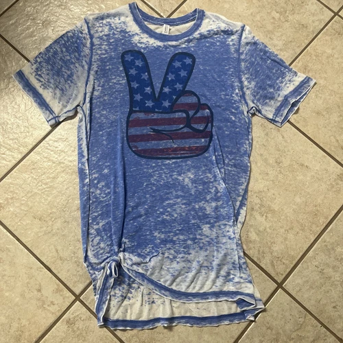 Women’s Patriotic USA T-Shirt - Size Med - Acid Wash - Canvas - Casual - EUC