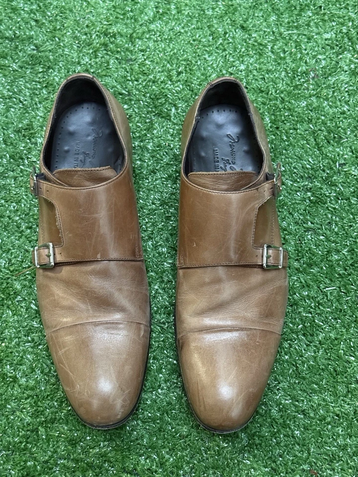 Massimo Matteo Men’s Brown Leather Double MonkStrap Loafers Shoes Size 10 Foto 3 de 4