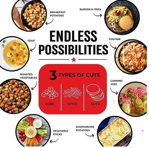3-in-1 Fry Cutter & Cuber Potato Vegetable Cutter Stainless Steel Blades image 3