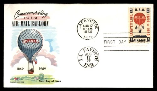 Mayfairstamps US FDC 1959 Indiana balloon air mail commemoration fluegel First D