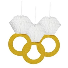 TTSAM Glitter Gold Honeycomb Diamond Ring Hanging Decorations (3 Pieces) 