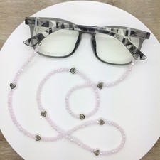 Heart Eyeglass Chain, Pink Glasses Necklace, Valentine's Day Eyewear Holder