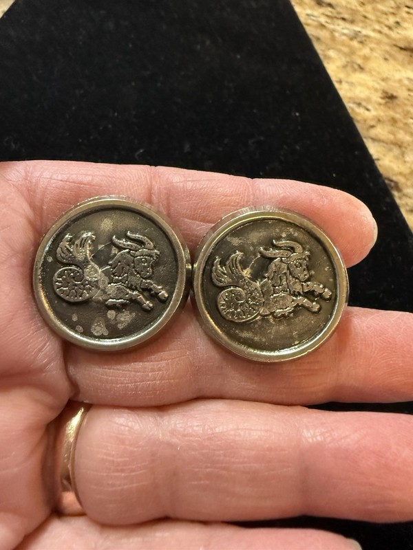 Vintage “Ancient Pewter” Chariot Cufflinks - Marked - Rare