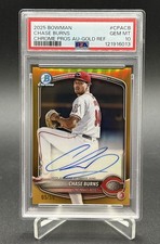 2025 Bowman Chrome Prospects Chase Burns True Gold Refractor Auto PSA 10 Pop 3!