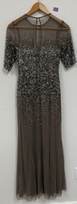 NEW Adrianna Papell Embellished Sequin Mother Of The Mesh Gown Dress, Lead P6