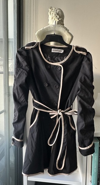 Trench Coat No Brands Black Piping Beige Size XXS