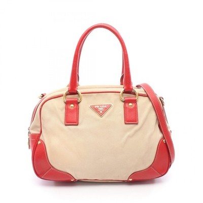 オールド？PRADA Borsa a Mano トートバッグ ベージュ 赤未使用 PRADA Shoulder Crossbody Handbag BL0713 canvas leather Beige Red