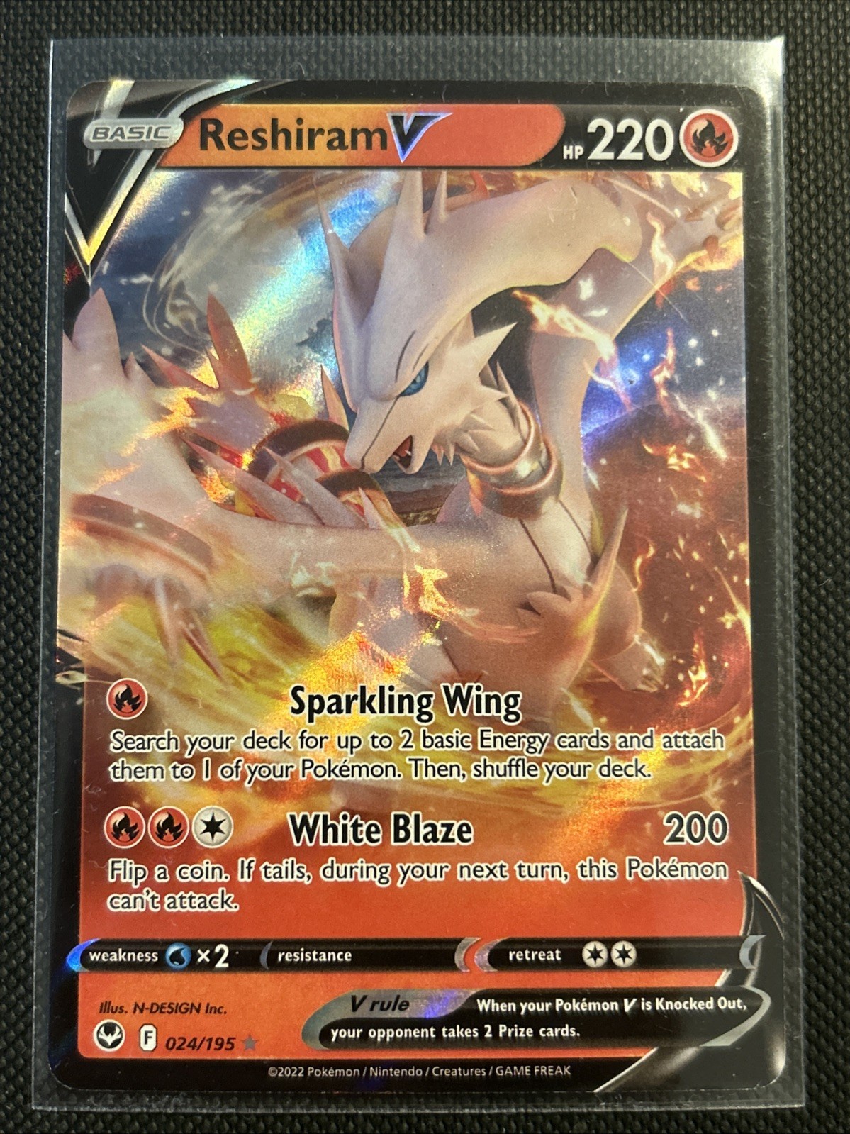 Reshiram V 024/195 Swsh12: Sword & Shield - Silver Tempest Holo Pokémon TCG NM