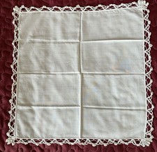 Taschentuch mit Wei&szlig;e Spitze Handarbeit Spitzentuch Deko  30x30 cm