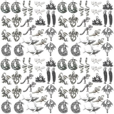 Antique Silver Animal Pendant Jewelry Making Supplies DIY Keychain Set