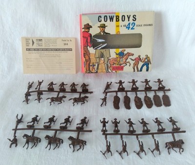 Vintage Airfix 42 Cowboys Horses Figurines HO OO Scale England In Box Never Used