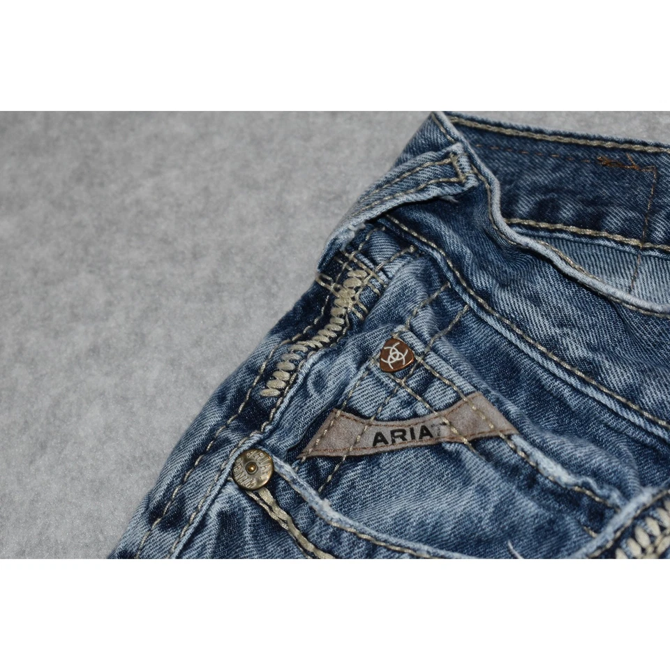 Jeans Ariat M5 Para Hombres Talla 30 x 36 ALTO Pierna Recta Calce Azul Vaquero Denim Western Foto 4 de 4