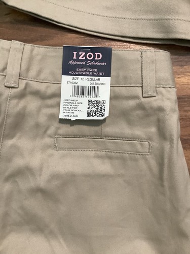 2 NWT Izod - Girls School Uniform Navy & Khaki Sz 12 Adj Waist Shorts Pockets - Picture 2 of 3