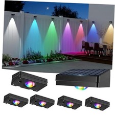 Solar LED Wall Light,RGB Color Changing Spotlight - Waterproof Black-RGB-6P
