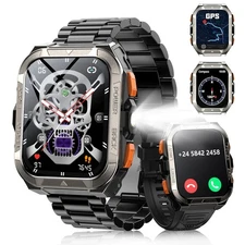 Rugged GPS Position Smartwatch Men ChatGpt Smart Watch LED Flashlight/Compass
