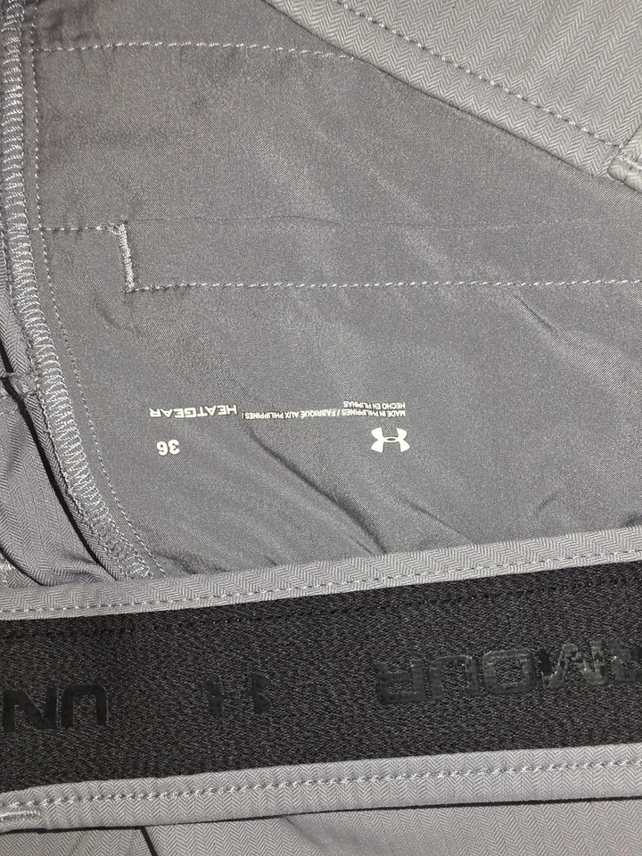 Pantalones cortos Under Armour Heat Gear para hombre grises, elásticos, golf de rendimiento, talla 36 Foto 3 de 3