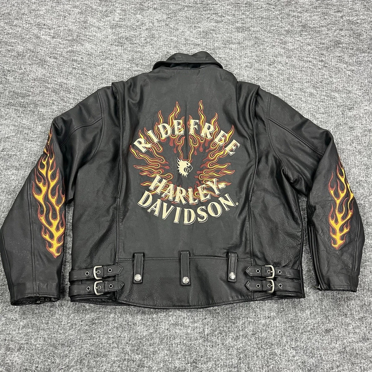 Harley Davidson Leather Jacket Flames for sale | eBay