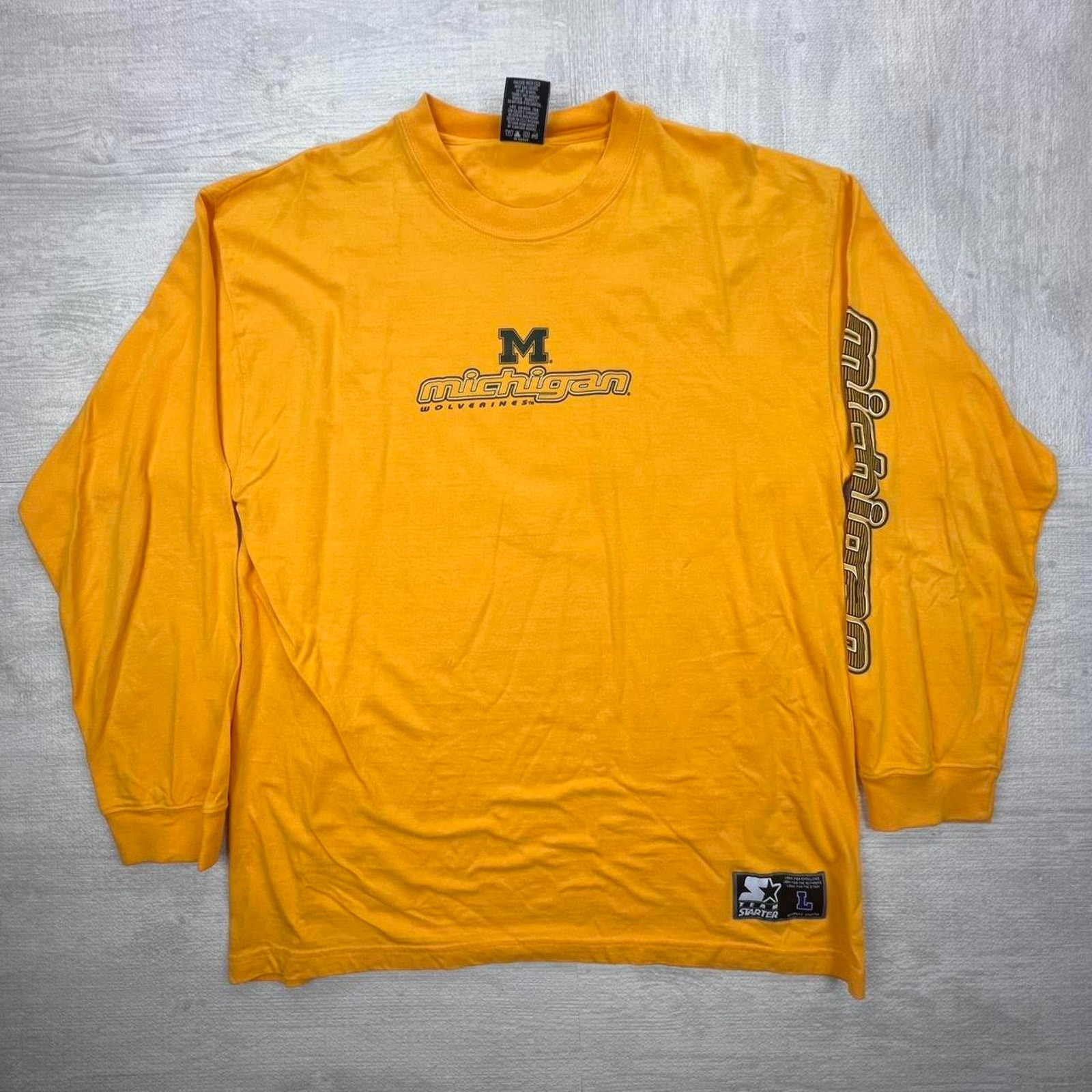 Vintage 90s Michigan Wolverines Long Sleeve T-Shirt Yellow Blue NCAA College