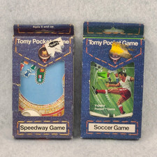 Tomy Pocket Game Pocketeers Vintage 1975 Speedway and Soccer Set of 2 NIB READ