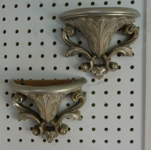 Juego de 2 estantes de pared de plástico dorado y plateado ornamentados interiores de hogar de colección jardineras - Imagen 5 de 15