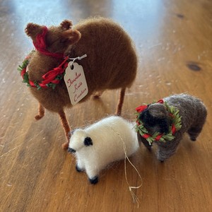 Lot Of 3 Handmade Animals Llama Sheep Plush Figure Wool? Timeless Knits Creation