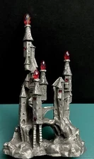 Rawcliffe Pewter Castle Red Crystal Spire Towers Mini Figurine OOP LOTR GOT AD&D