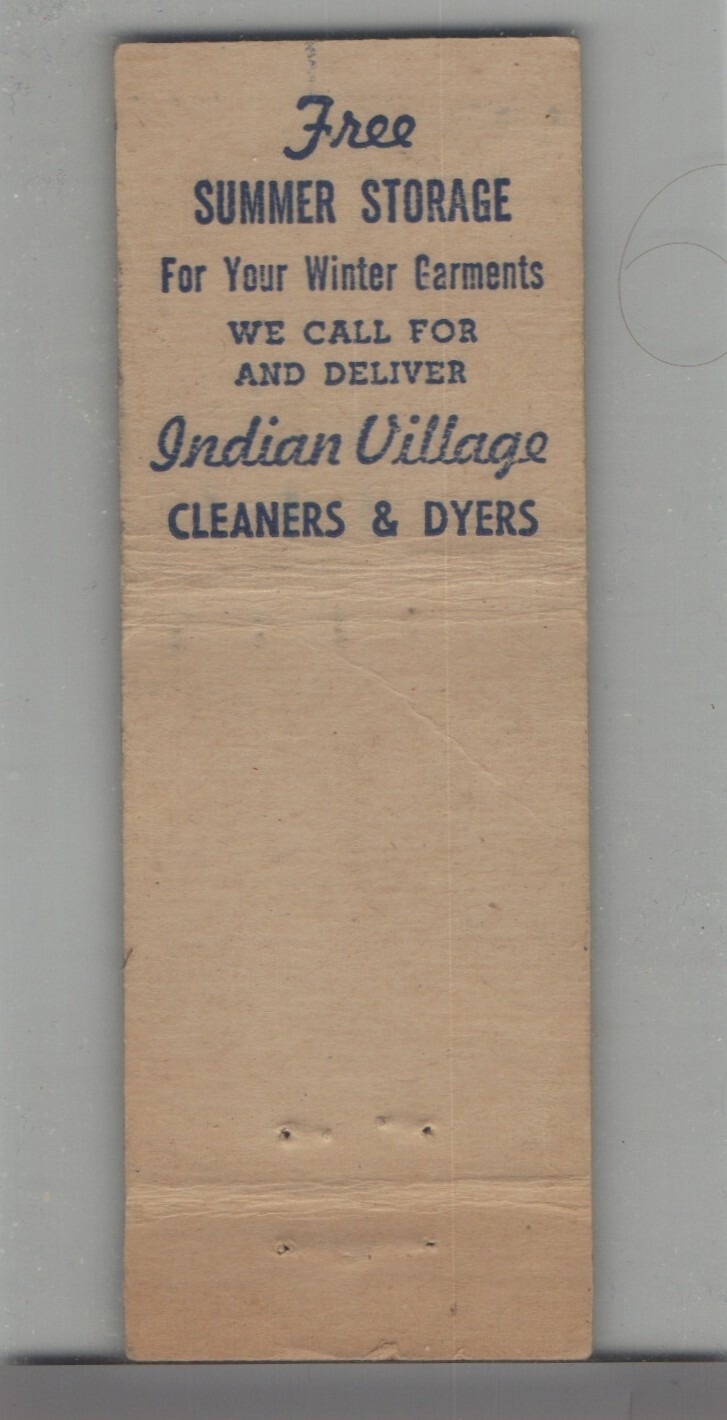 Matchbook Cover Native American Related Indian Village Cleaners