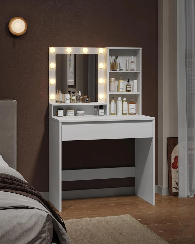 Schminktisch mit LED-Beleuchtung 3 Farben Schminktisch mit Spiegel Kosmetiktisch - Bild 2 von 4