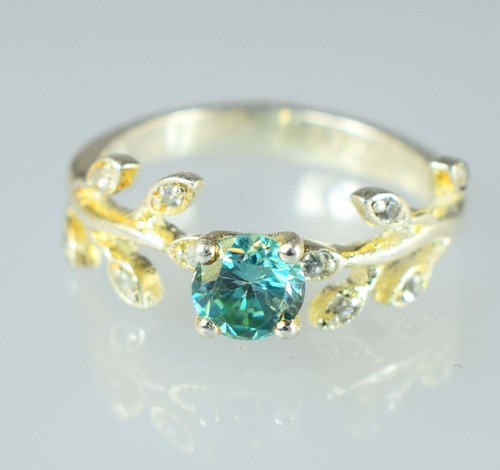 Certified Blue Diamond Solitaire 0.31 Ct Round Brilliant Cut Women Ring SEE VDO - Picture 2 of 7