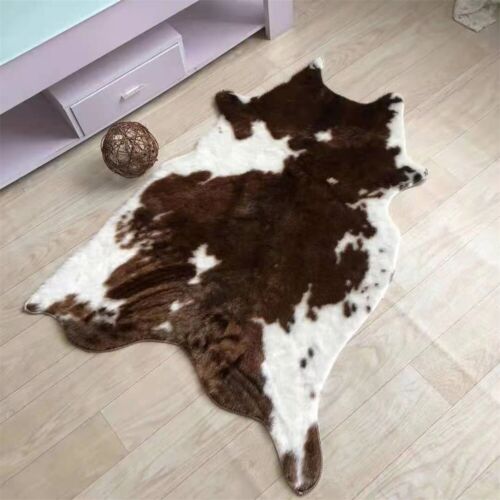 Cow Print Rug Faux Cow Hide Animal Print Carpet Door Mat Rug Cowhide 110*84 CM - Picture 1 of 9
