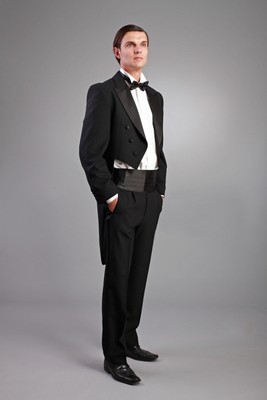 NEU = Herren FRACK Anzug Hose festlich schwarz Hochzeit Satin Revers ...