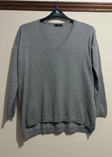 Basic Grey V Neck Jumper - Medium - Zara
