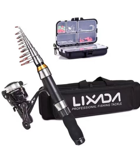 2.1m 2.3 m Telescopic Fishing Rod Reel Combo Full Kit Carbon Fiber Rod Pole - Picture 4 of 10