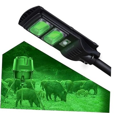 Hog Lights Set for Night Hunting, Deer Night Feeder Lights, Solar Powered Green