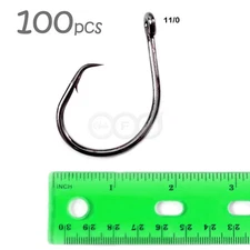 100pcs Size 11/0 Fishing Fish Straight Eye Octopus 4x strong circle hooks #11/0
