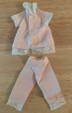 Vintage Barbie Doll Pink Lace Pajamas Set Clone Or Handmade No Tags NO DOLL
