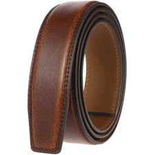 Men Brown/Black Automatic Buckle Belt Ratchet Strap Real Leather Strap Jeans