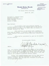 Original 1960 Signed 2 Page Letter Senator Ralph Yarborough Senate Letterhead