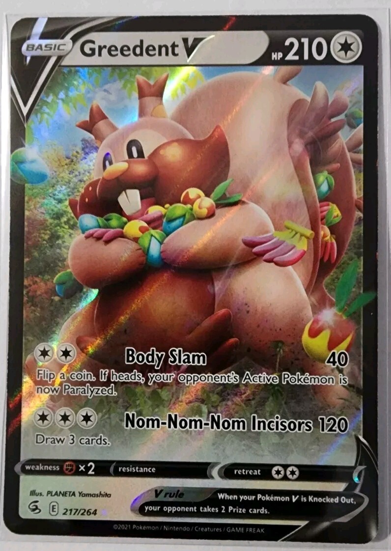 Greedent V - 217/264 Fusion Strike Ultra Rare Pokemon - NM/MINT