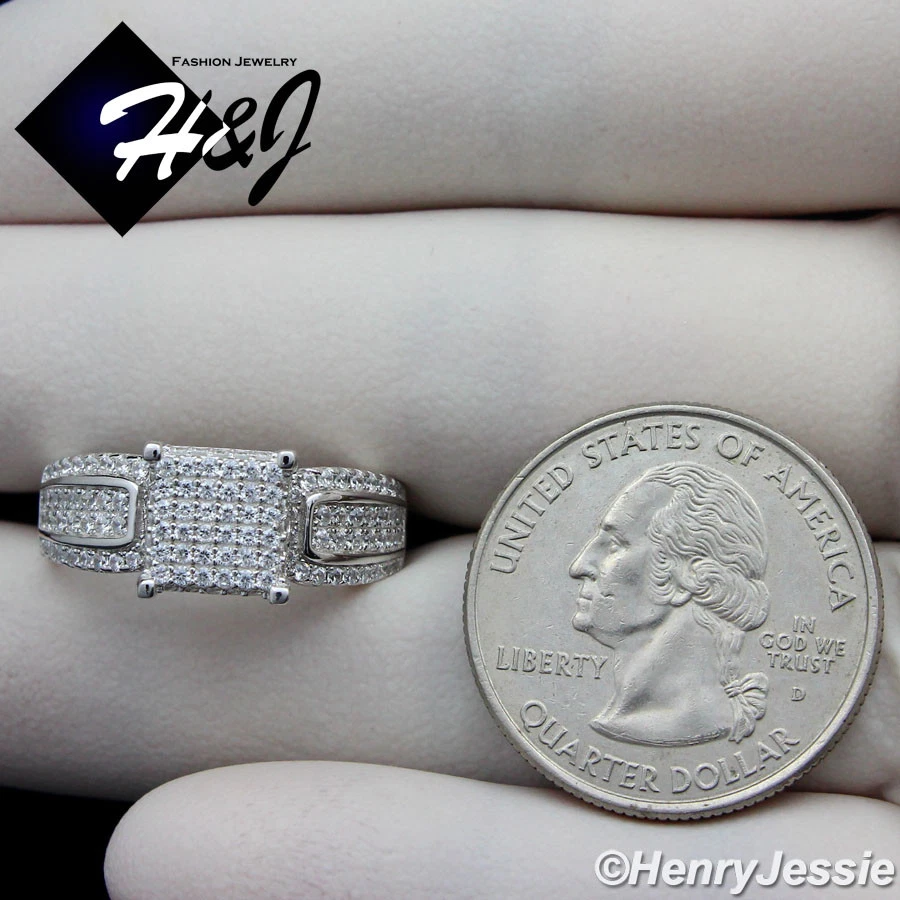 ANILLO DE COMPROMISO CUADRADO MUJER PLATA ESTERLINA 925 SÓLIDA ICY BLING CIRCONITA CÚBICA 8 MM*SR81 Foto 4 de 4
