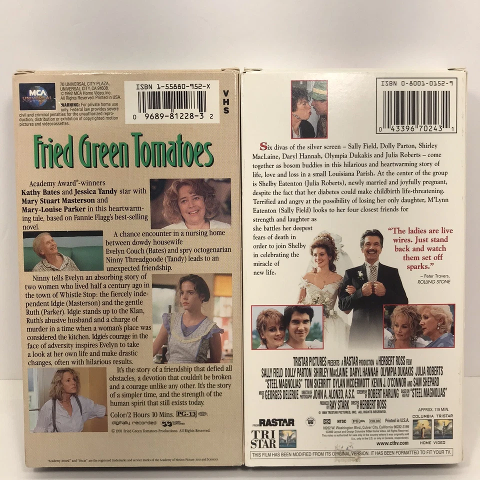 Жареные зеленые помидоры на видеокассетах со стальными магнолиями Кэти Бейтс Долли Партон Джулия Робертс - Изображение 2 из 3