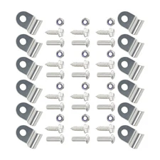 Set of 12 Stainless Steel Clamps & Screws & Nuts for 3/16" Brake Lines Tube New