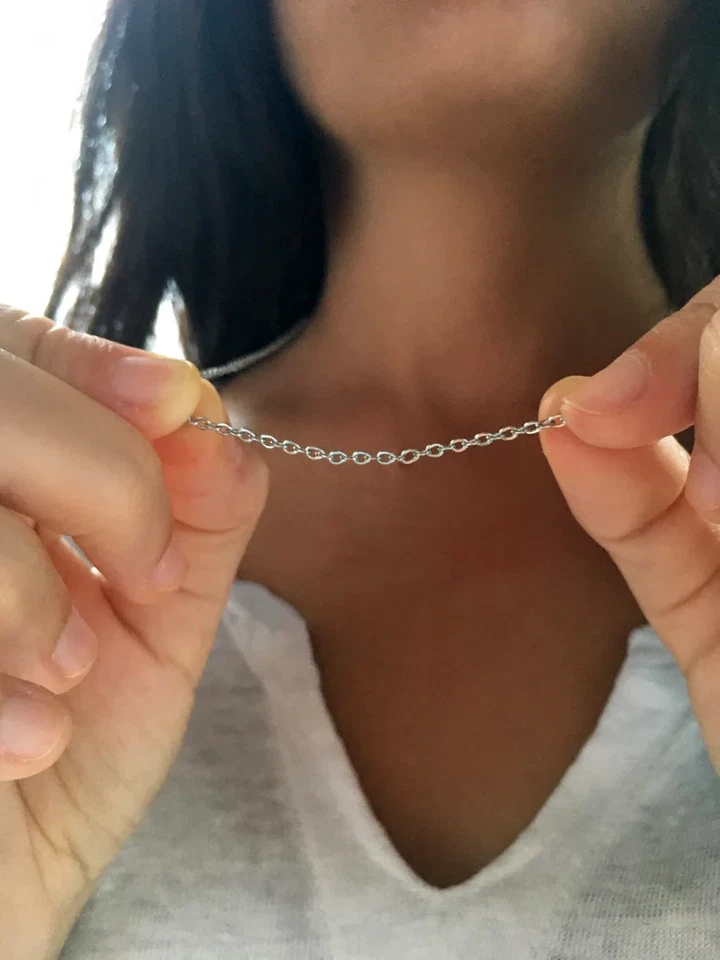 Collana in ACCIAIO INOX catena LUNGA o CORTA argento Semplice Base da Uomo Donna - Immagine 3 di 4